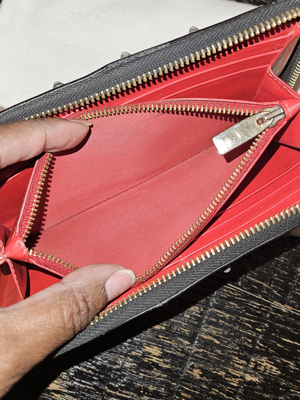 Christian Louboutin Black Leather Studded Zip-Around Wallet - Picture 9 of 11
